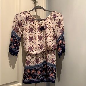 Michelle Girls pink navy and white romper